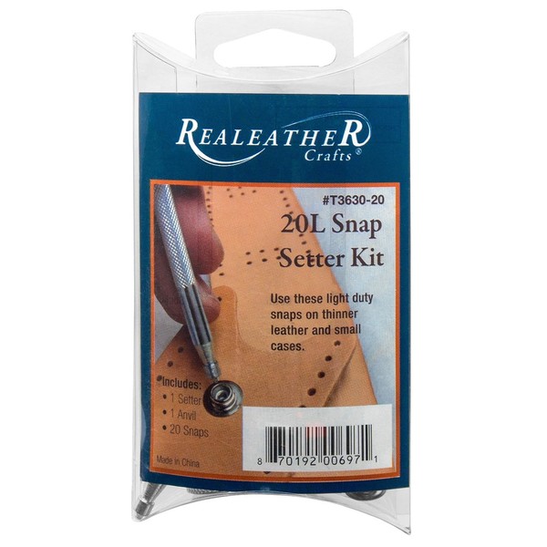 Realeather Crafts Snap Setter Kit, 20-Litter, Nickel (T3630-20)