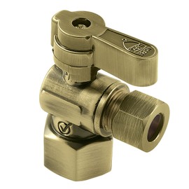 Kingston Brass KF4310AB Baseline 1/2" FIP x 3/8" OD Comp Angle Stop Valve, Antique Brass
