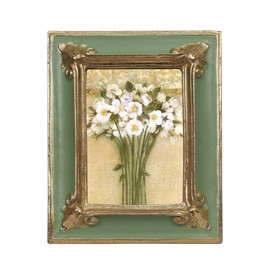 WINPLUS+ Vintage Picture frame 2.5x3.5, Luxury Antique Green Photo Frame With Golden Embossed Flower Furnishing, Retro Style Decor, Wall and Tabletop Display, Art Gallery (2.5x3.5-Green)