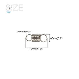 METALLIXITY Extension Spring (0.5x5x15mm/0.02"x0.2"x0.59") 15Pcs, Stainless Steel Tension Spring Wire - for Home Repair Construction Machinery