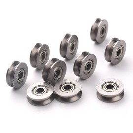 CHEERBRIGHT 50 Pieces Deep V Groove Guide Pulley Rail Ball Bearings Wheel for Precision Instrument Sewing Machinery Doors and Windows, (3x12x4mm)