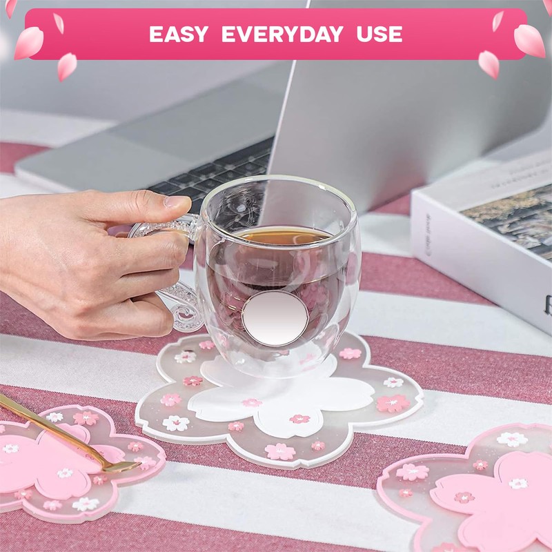 2Pcs Cherry Blossom Coasters for Coffee Table - Heat Resistant