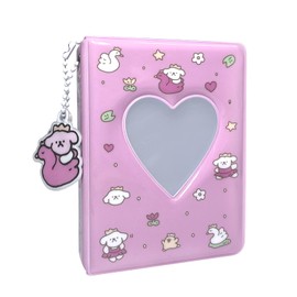 3 Inch Photocard Holder Book Mini Photo Album Love Heart Hollow Portable Picture Collection Storage with Pendant 40 Pockets