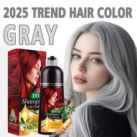 TOAE 3-in-1 Gray Hair Color Shampoo to cover gray hair, Herbal Ingredients Natural Shampoo with Ginseng Extract, Natural Hair Dye, 15 Minute Hair Color, Botanical Extracts, Long Lasting, Hair Care - Color: Gray