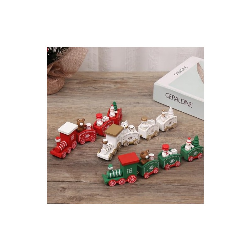 1 PC Christmas Train, Painted Wooden Christmas Train Decoration, 4