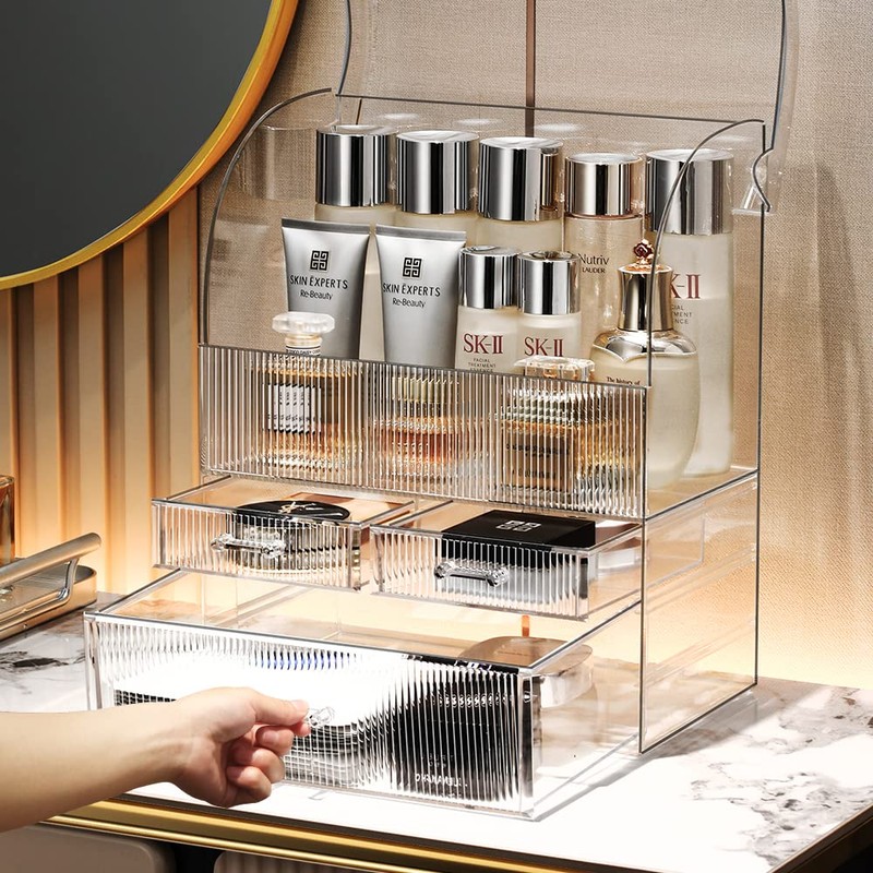 MOOCHI Professional Large Cosmetic Makeup Organizer Bathroom Storage Display Case