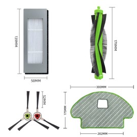 DingGreat Replacement Parts for iRobot Roomba Combo113 R113840 Vacuum Cleaner, Pack of 1 Main Brush, 4 Filters, 8 Side Brushes, 3 Cleaning Cloths, 1 Cleaning Brush