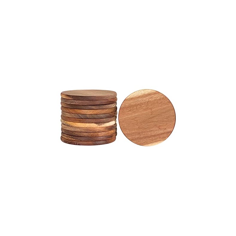 12 Pack Acacia Wood Drink Coasters, 3.74 Inch Round Wooden