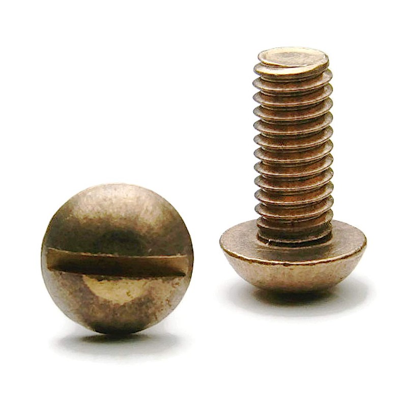 Silicon Bronze Slotted Round Head Machine Screws #10-32 x 5/8"