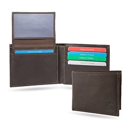 New York Rangers Brown Leather RFID Blocking Passcase Bifold Security Wallet