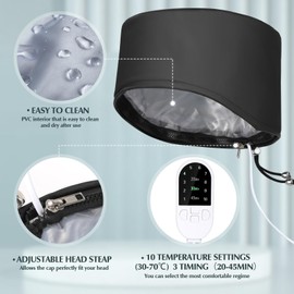 SPTHTHHPY Hair Steamer Cap,10 Temperature Settings 3 Timing Drying Cap Hair Steamer,Heating Cap,Hair Care Hat for Home Hair Spa-UK 3-pin Plug