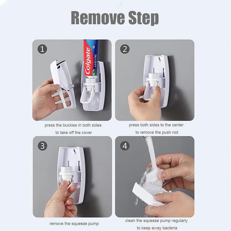 Wall-Mounted Automatic Toothbrush Dispenser with Toothpaste Squeezer and Holder Set