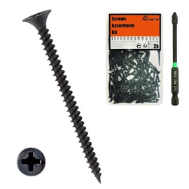 Suneke 170PCS M4.2 X 30mm High Hardness Drywall Screws, Black Phosphate, Coarse Thread, Phillips Drive, Bugle Head, Wood Screws with Organizer Box & 1 Phillips PH2#2 Long Bit