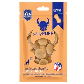 | yakyPUFF Himalayan Cheese Treats | Lactose Free | Gluten Free | Grain Free | USA Made | for All Breeds | Peanut Butter Flavor Crispy Puffed Treat