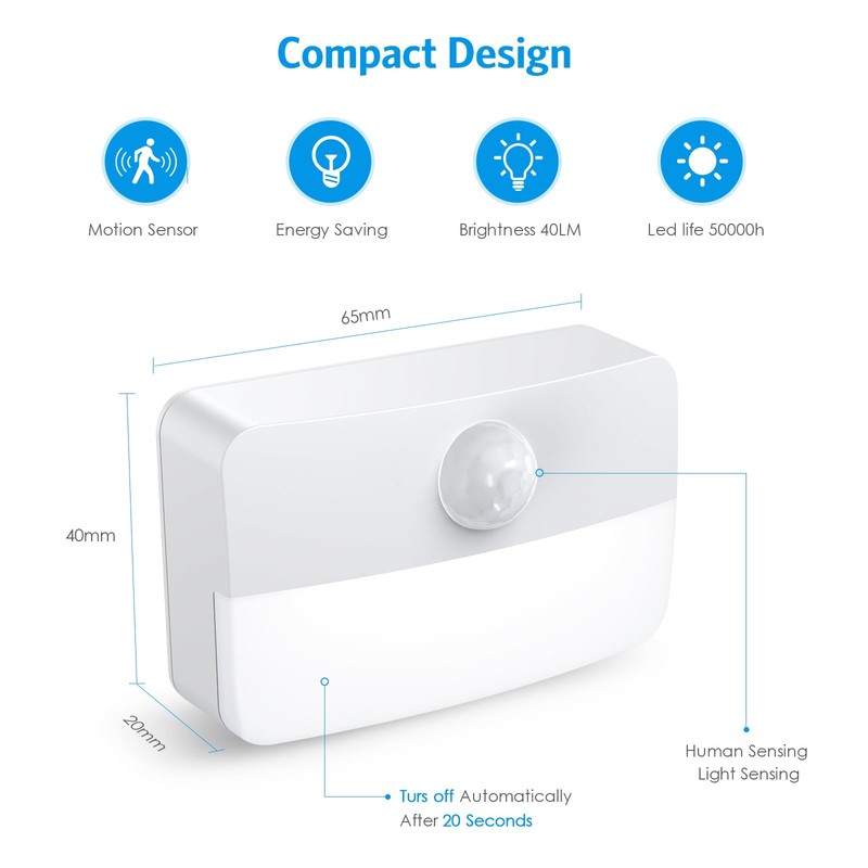 AMIR 2 Pack Mini Motion Sensor Stair Light for Indoor,