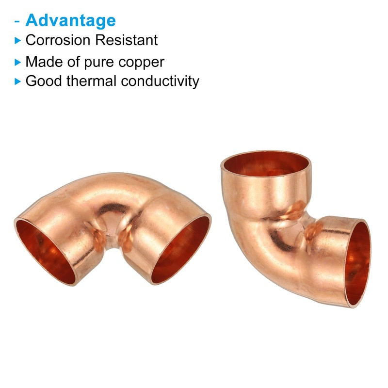 PATIKIL 32mm 1.2mm Thick Elbow Copper Fitting, 1Pcs 99.9% Pure