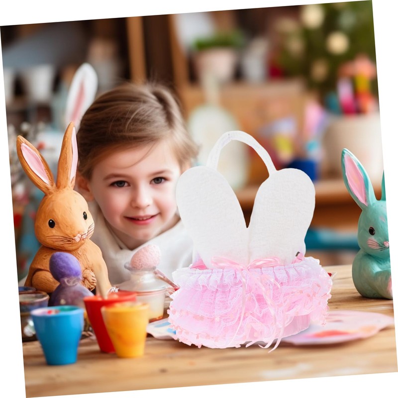 FELTECHELECTR Versatile Rabbit Ear Flower Basket Handle Small Basket for