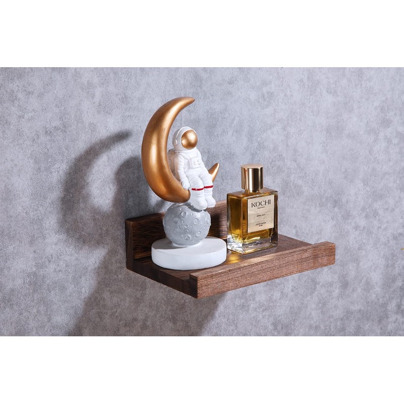 Z metnal Mini Floating Shelves, Small Natural Wooden Display Wall