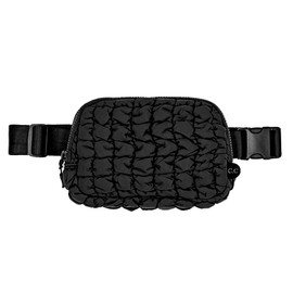 C.C Quilted Puffer Fanny Pack For Women Unisex - Daily Waist Crossbody Belt bag With Adjustable Strap (Black)