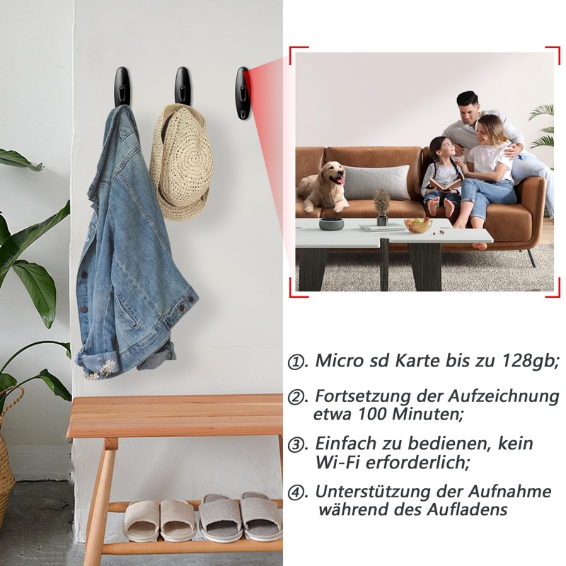 LXMIMI Clothes Hook Camera, HD 1080P Clothes Hanging Camera, Small