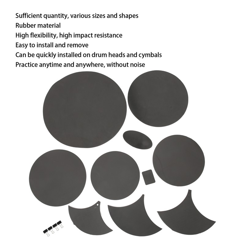 10Pcs Drum Mute Pad Volume Reduction Rubber Practice Silencer Mat