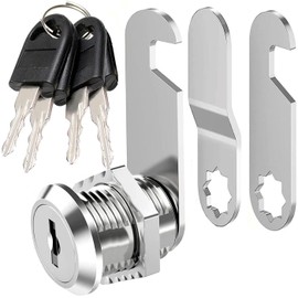 Litensh Letterbox Lock with 4 Keys, Post Box Lock Drawer Lock Lever Lock Mailbox Lock Cam Lock Cupboard Lock Cabinet Doors Locker Lock, Diameter 18 mm (1, 25MM)