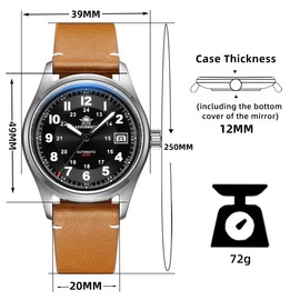 ADDIESDIVE Mens Watch Automatic NH35 200M Luminous Easy to Read Dial Wrist Watch Minimalist Fashion Simple Watch Analog Date with Leather Strap