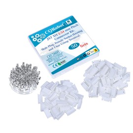 CQRobot JST XH 2.54mm Pitch 6-Pin Electronic Connectors IC Male Plugs, Female Sockets Housing and T Shape Crimp Terminal. 50 Sets/400 Pieces Wire to Board Adapter Cable Assembly.