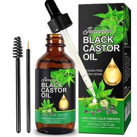 Aceite de ricino negro jamaicano, aceite de ricino orgánico prensado en frío sin refinar, aceite de ricino natural puro para el crecimiento del cabell