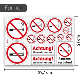 iSecur Smoking Prohibited Sticker Set with 14 Prohibition Stickers "Smoking Prohibited" I Smoking Prohibition Symbols I Warning I UV Protection Weatherproof I hin830
