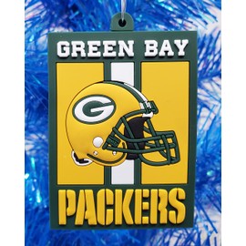 Green and Gold Cheesehead Green Bay Football Team Themed 6 Piece Christmas Ornament Set