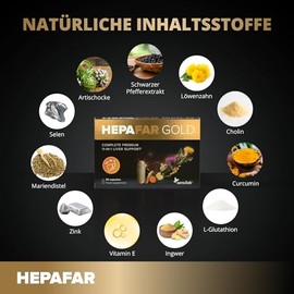 Hepafar Gold with Milk Thistle, Turmeric, Glutathione, Artichoke, Dandelion, Choline, Ginger, Zinc, Selenium and Vitamin E - Dietary Supplement for the Liver, 30 Capsules, by Sensilab