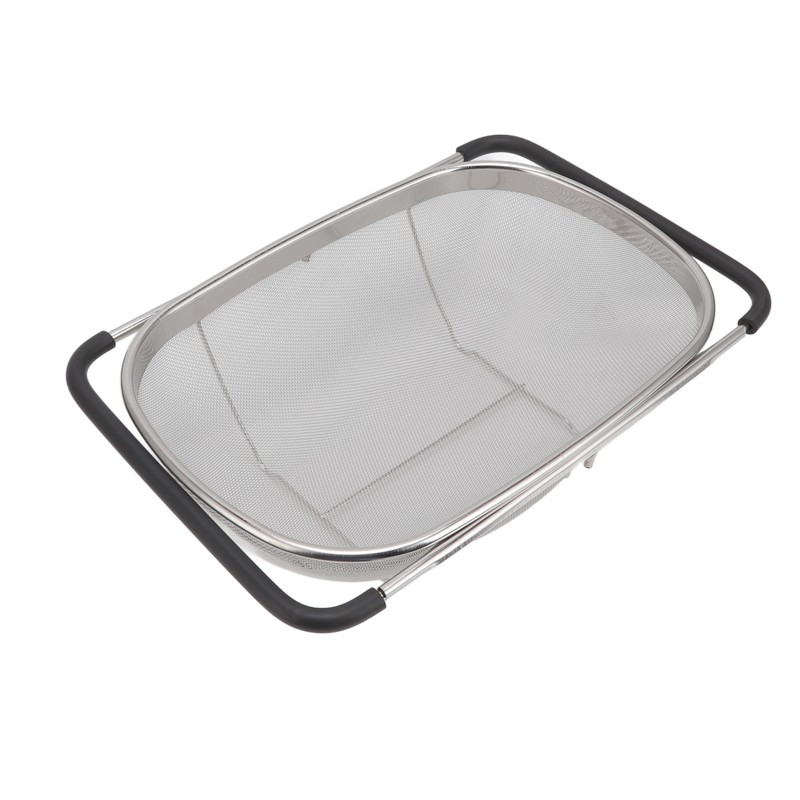 Over The Sink Colander Stainless Steel Telescopic Strainer Basket Rubber