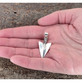 Kiss of Leather Arrowhead Pendant 925 Sterling Silver No.357, Sterling Silver, No Gemstone