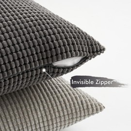 MIULEE Cushion Covers Striped Corduroy Fabric Square Throw Pillow Cover Decorative Pillowcases with Invisible Zipper for Sofa Chair Couch Bedroom 20x20 inch 50x50 cm 4 Pieces Cool Series