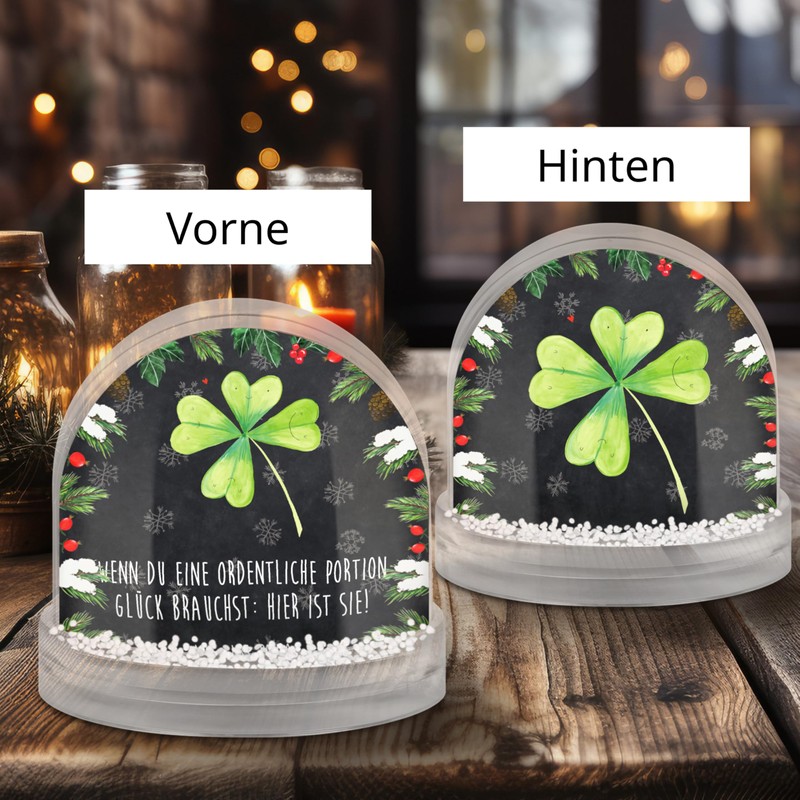 Mr. & Mrs. Panda Snow globe flower clover leaf gift,