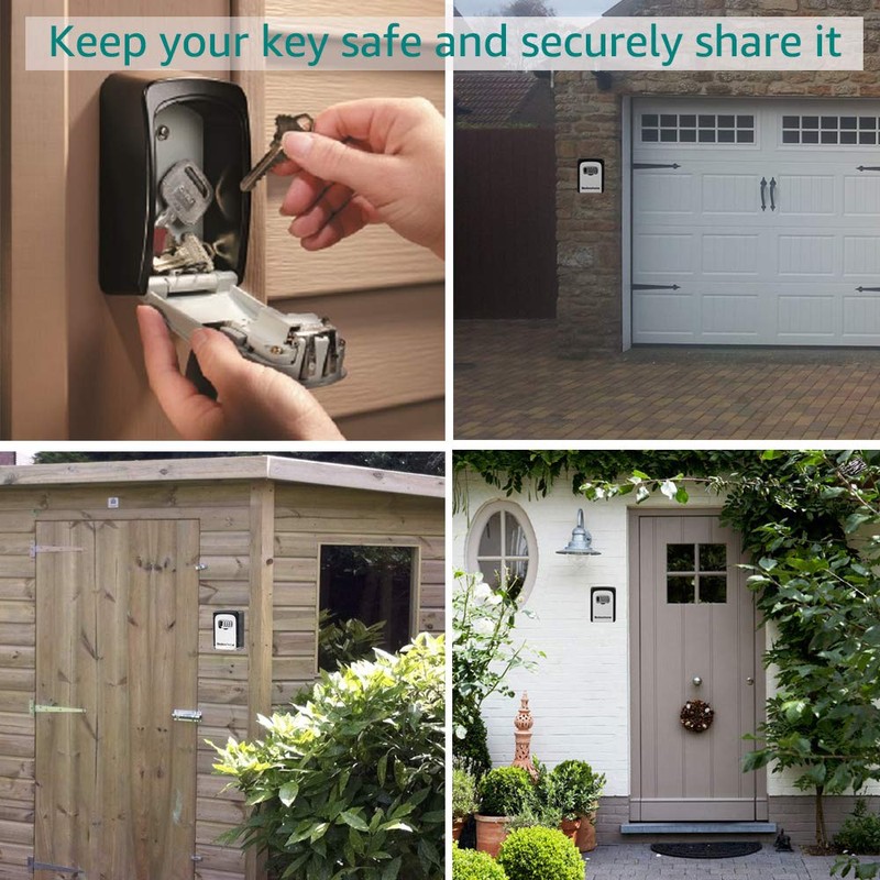 Key Safe Wall Mounted Lockbox - BeskooHome Waterproof Combination Key