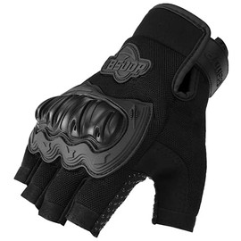 XTRAFAST Tactical Security Gloves Police Fingerless Leather with Protective Padding Colour: Black