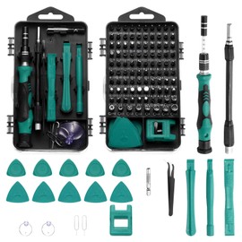 sourcing map 123 in 1 Magnetic Precision Screwdriver Set Electronics Repair Tools Kit with 96 Bits Flexible Shaft and Extension Rod for Cellphone Game Console Laptop PC Computer Camera, Green