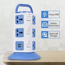 Transhine Torre Multicontacto Regleta Protector 11 Ac / 2 Usb