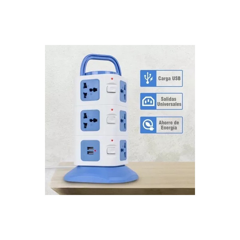 Transhine Torre Multicontacto Regleta Protector 11 Ac / 2 Usb