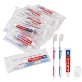 Disposable Toothbrushes with Toothpaste Individually Wrapped, Travel Kit whit Plastic Zip Bag,Toothbrush Head Cover, Bulk Toothbrush for Homeless,Travel,Shelter,Air Bnb,Hotel,Guest Apartment (50)