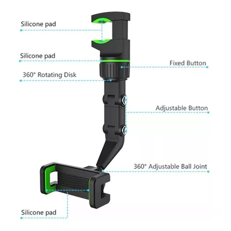MIITONG Soporte Multifuncional Teléfono Con Espejo Retrovisor 360°