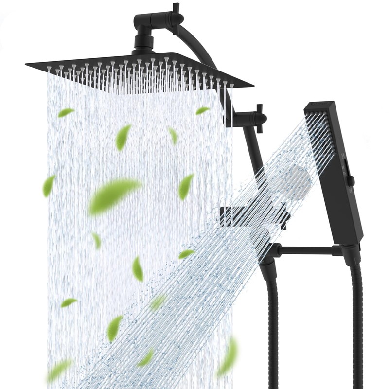 Hibbent All Metal CUPC Certified 8'' Rainfall Shower Head, Dual
