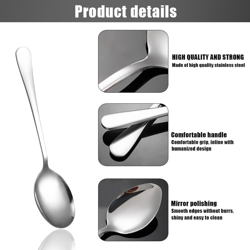 4 Packs Serving Spoons, 22cm Large Stainless Steel Serving Spoons