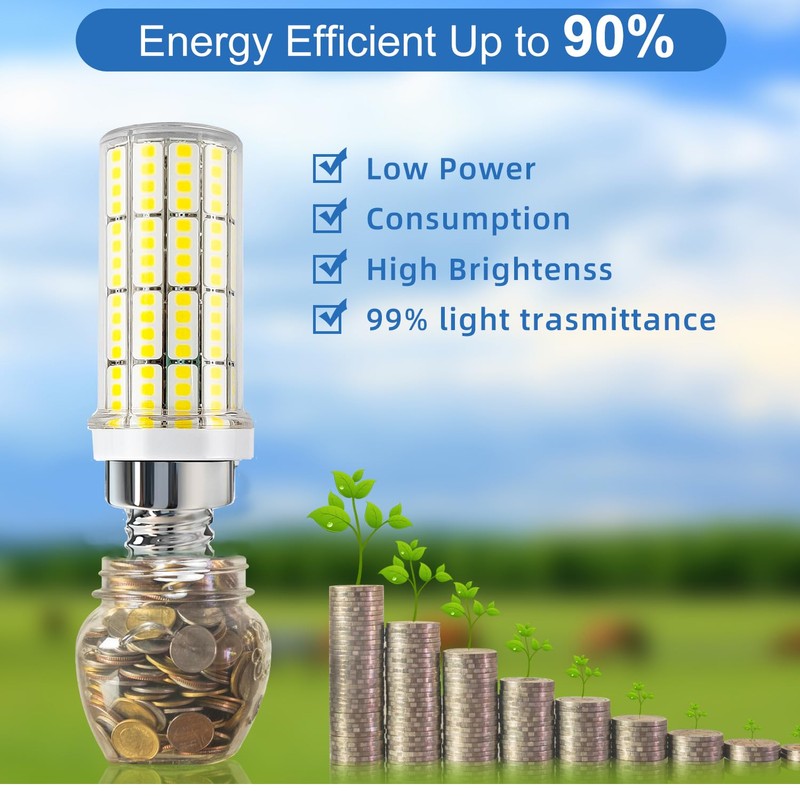 RIUVAO E12 LED Bulb, 20W 6pcs LED Corn Light Bulb
