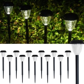 Solar-Powered Auto-Sensor Garden Stake Lights IP44 Waterproof All-Weather Frost&Heat Resistant Warm White LED 8-12H Runtime Easy Stake Install TwistOnOff ABS Durable Path/Gdn/Patio