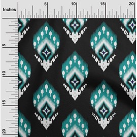 oneOone Georgette Viscose Black Fabric Asian Ikat Fabric for Sewing Printed Craft Fabric by The Yard 42 Inch Wide