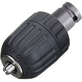 Yakamoz Keyless Drill Chuck, 0.8-10mm Keyless Drill Chuck Quick Change Converter Conversion Tool, 1/2 Inch Socket Square Female Adapter for Air Impact Wrench | 1/32" - 3/8" Capacity