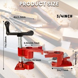 IVWNNN Pipe Clamps 3/4 inch Cast Iron Pipe Clamps for Woodworking with Unique Foot Design for Carpentry and DIY Jobs (4 Pack, 3/4")